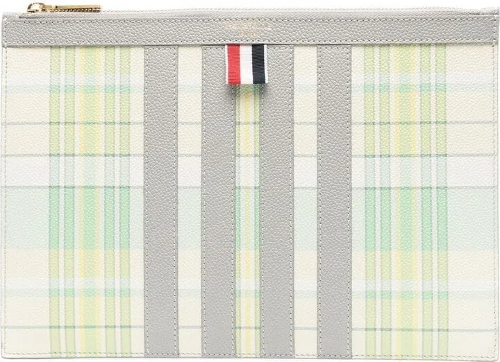 Plaid-Check Print Clutch Bag