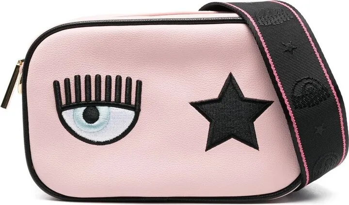 embroidered Eye-motif shoulder bag