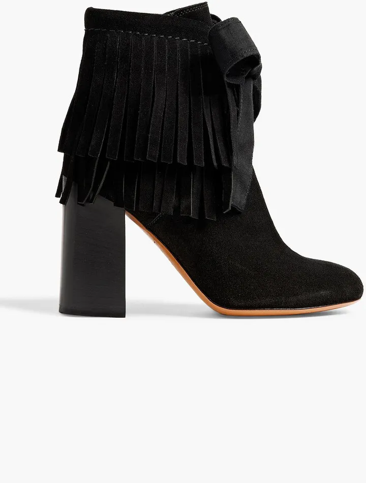 Fringed suede ankle boots