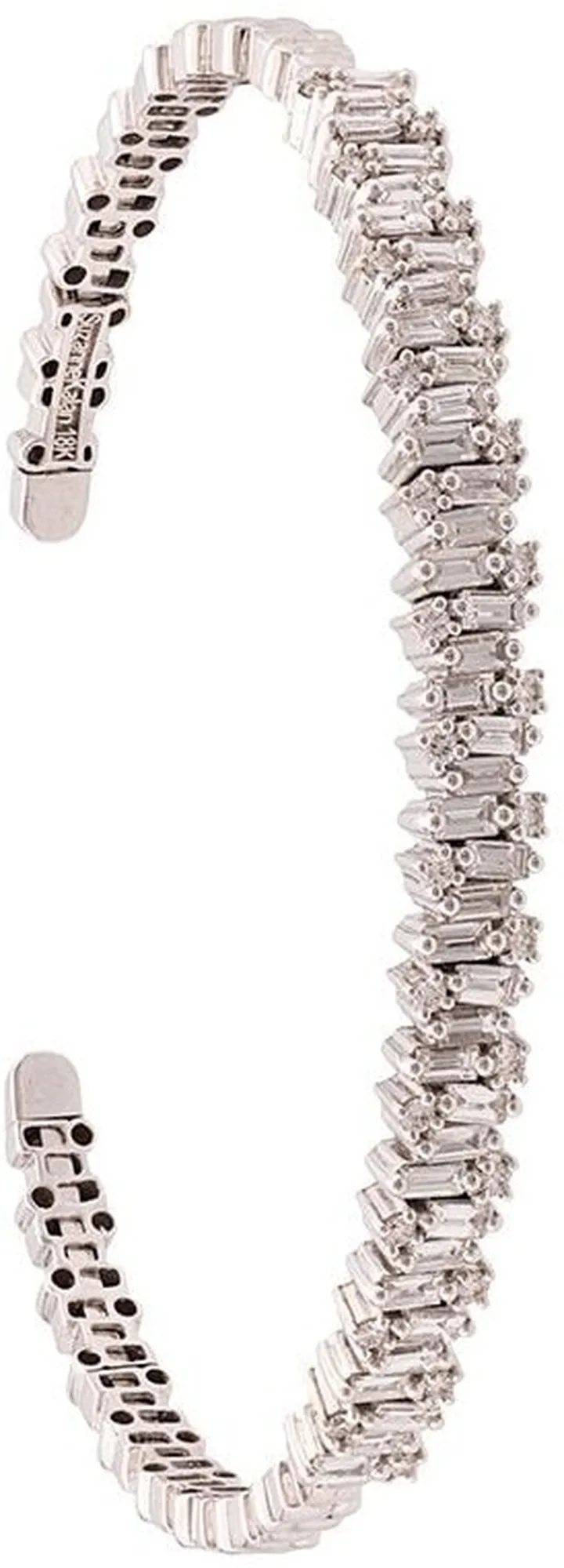 18kt white gold Fireworks diamond baguette cuff