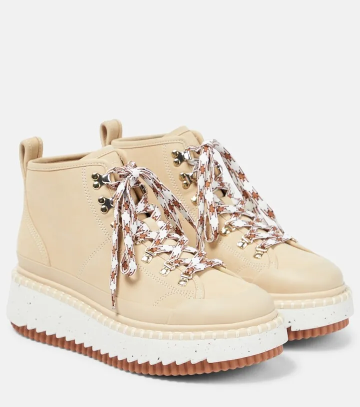 Leather hiking boots