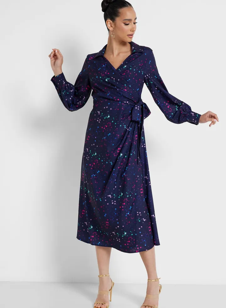Puff Sleeve Belted Dress