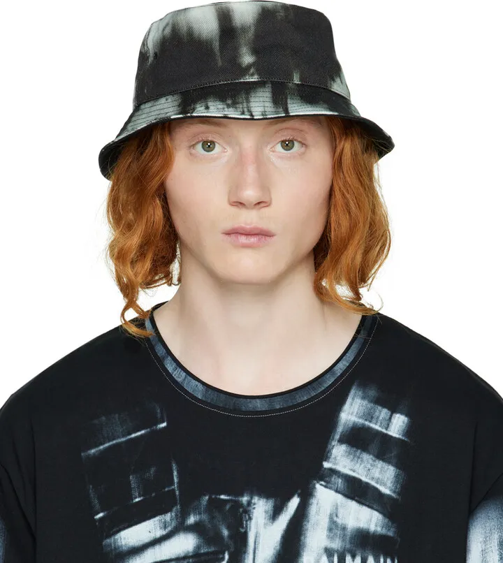 Balmain Black Printed Bucket Hat