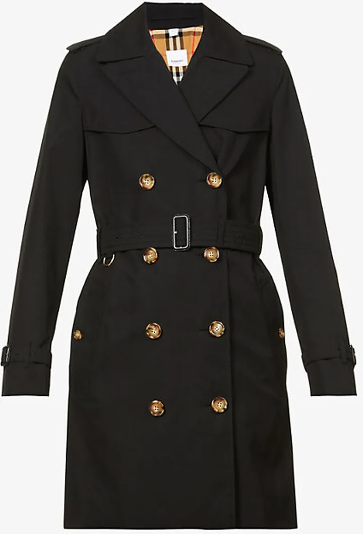 Womens Black Islington Short Cotton-twill Trench Coat