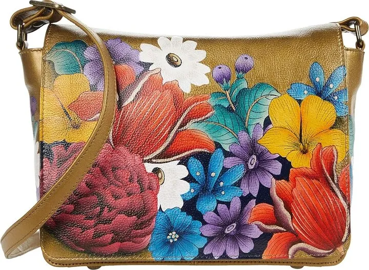 Anuschka Medium Flap Crossbody - 683 (Dreamy Floral) Handbags
