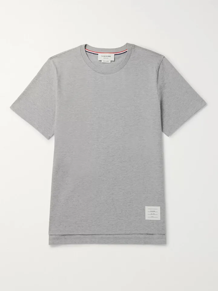 Grosgrain-Trimmed Mélange Cotton-Jersey T-Shirt