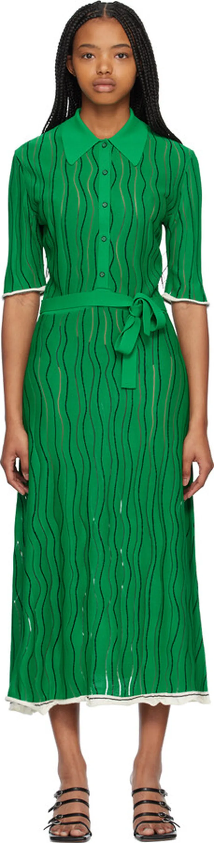 3.1 Phillip Lim Green Art Nouveau Midi Dress