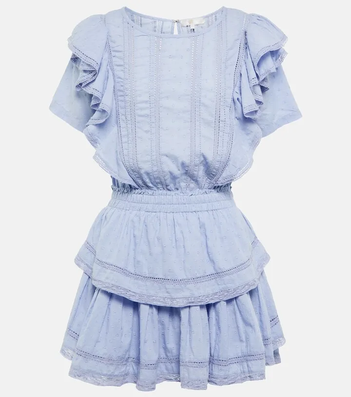 Natasha lace-trimmed cotton minidress