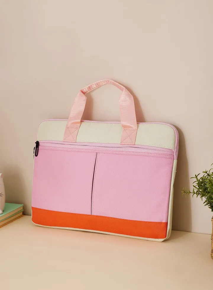 15Inches Pink Contrast Laptop Bag