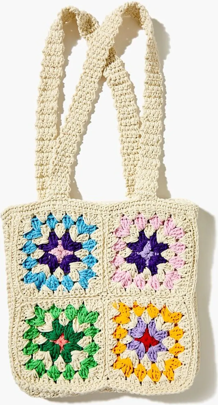 Floral Crochet Tote Bag