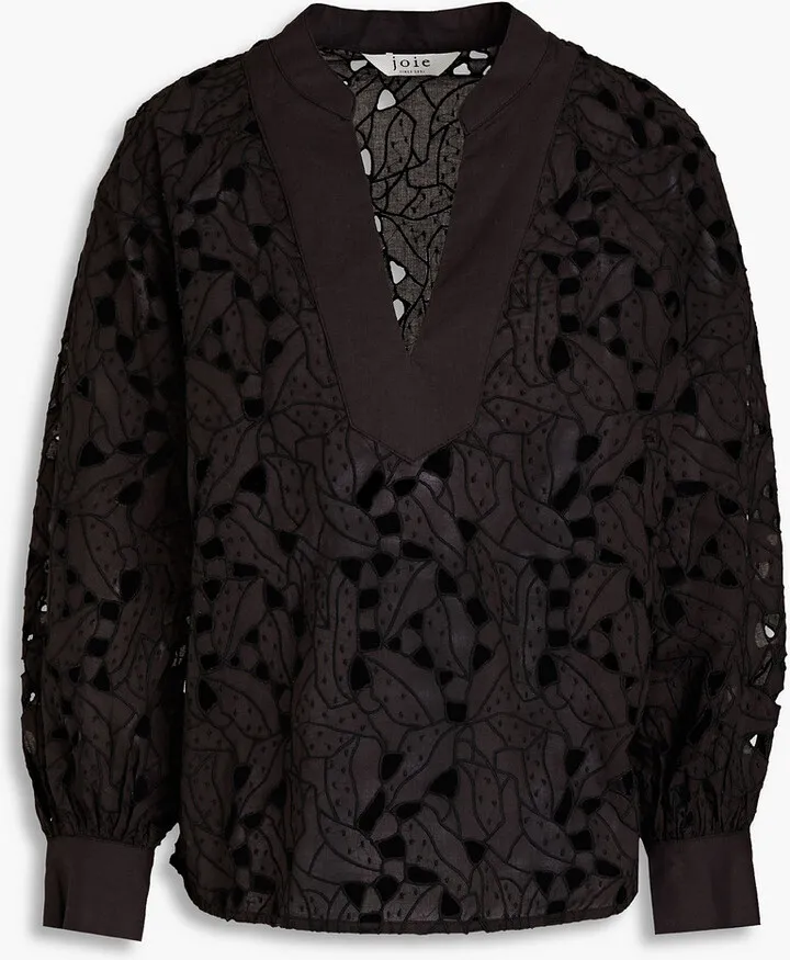 Broderie anglaise cotton and Lyocell-blend blouse