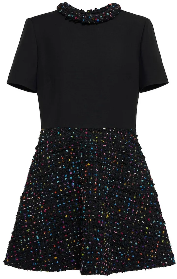 Crepe and tweed minidress