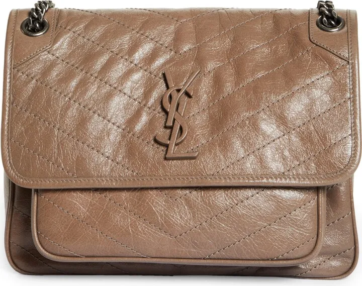 Medium Niki Crinkled Matelassé Leather Shoulder Bag