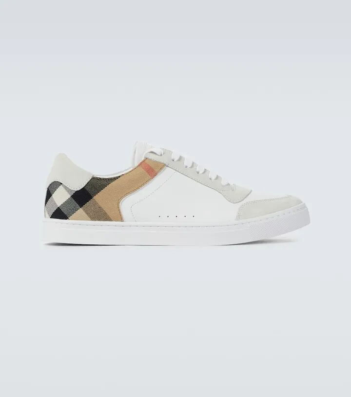 Reeth checked leather sneakers
