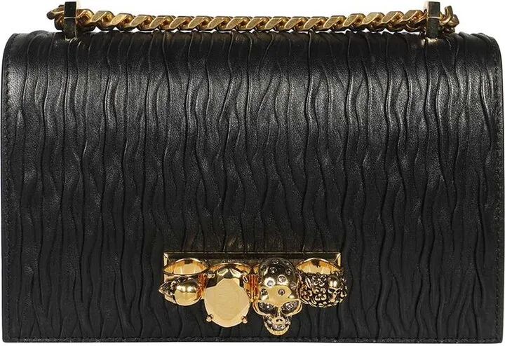 Jewelled Satchel Embossed Leather Bag