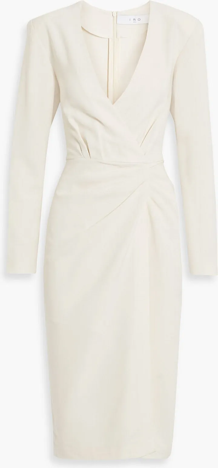 Nefa wrap-effect pleated crepe midi dress