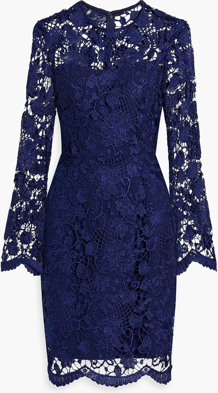 Cotton-blend guipure lace mini dress