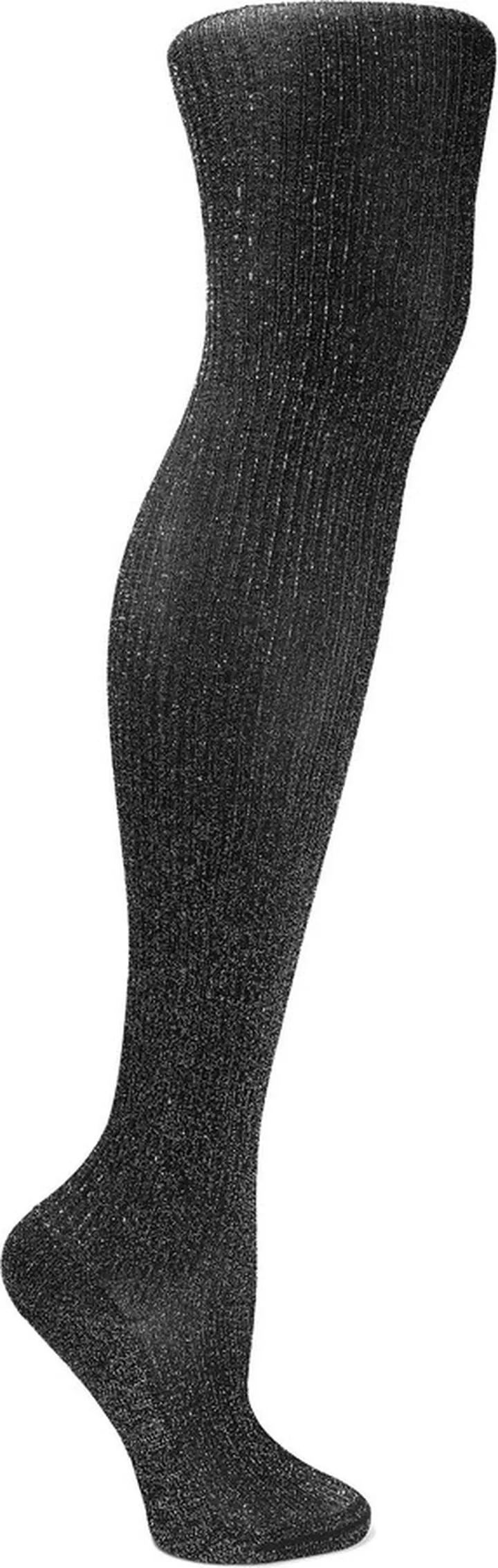 Metallic ribbed-knit tights