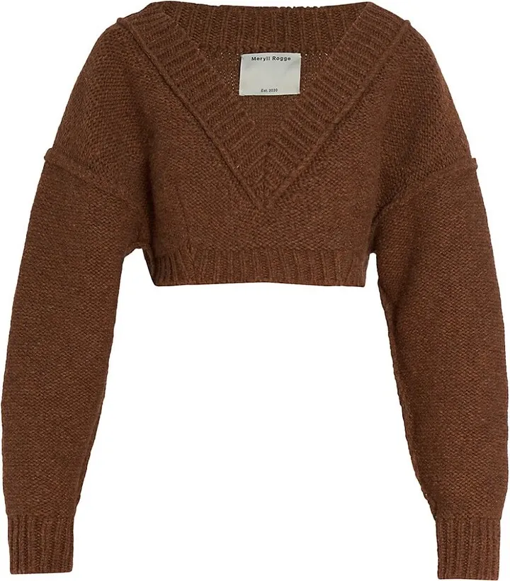 Cropped V-Neck Sweater