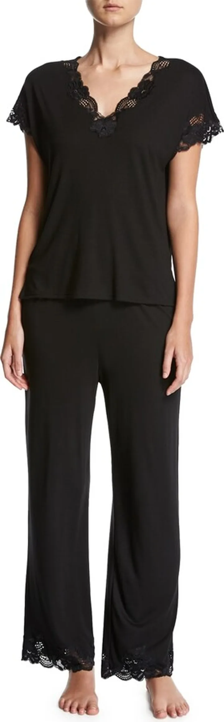 Zen Lace-Trim Short-Sleeve Pajama Set
