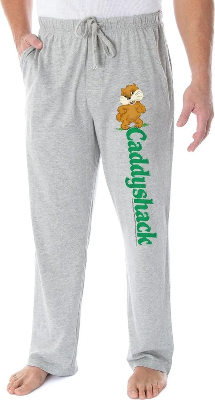 Caddyshack Men's Dancing Gopher Character Loungewear Sleep Pajama Pants (MD) Grey