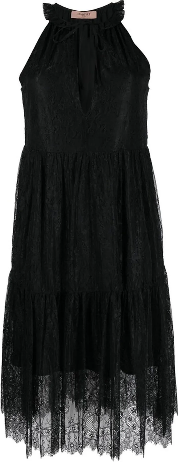 Lace-Overlay Sleeveless Dress
