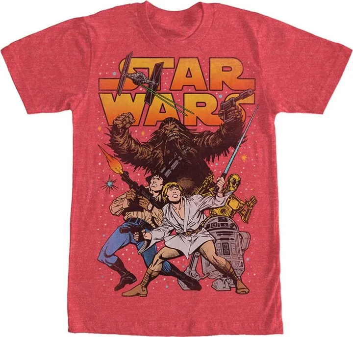 Men's Star Wars Comic Battle Pose T-Shirt - Red Heather - Small