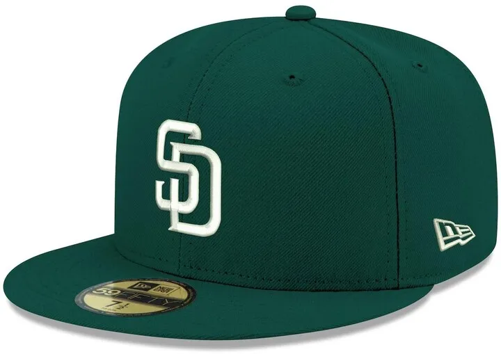 Men's New Era Green San Diego Padres Logo White 59FIFTY Fitted Hat