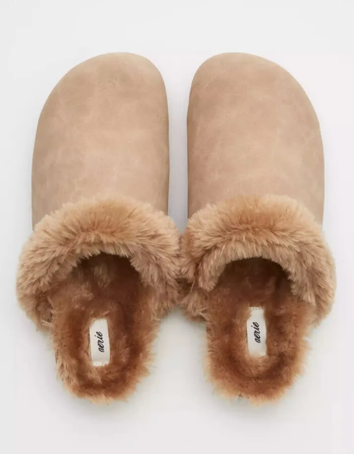 Aerie Suede Fur Lined Clogs