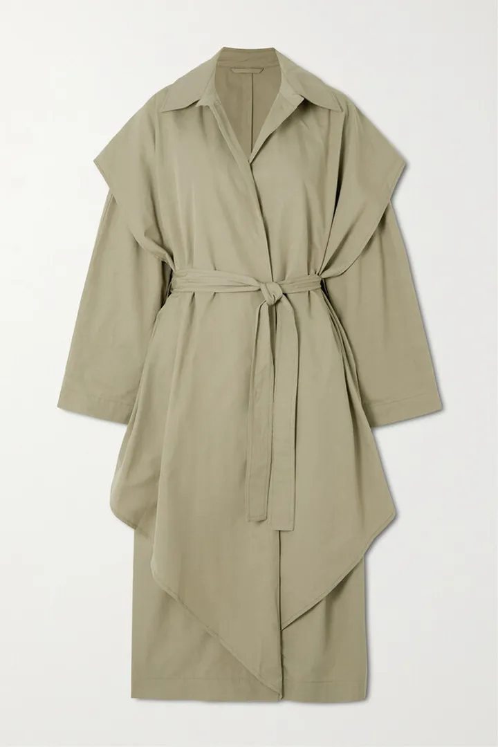 TOTEME - Belted Layered Organic Cotton And Cupro-blend Trench Coat - Neutrals