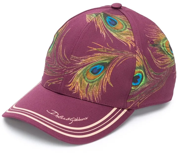 Peacock-Print Cap