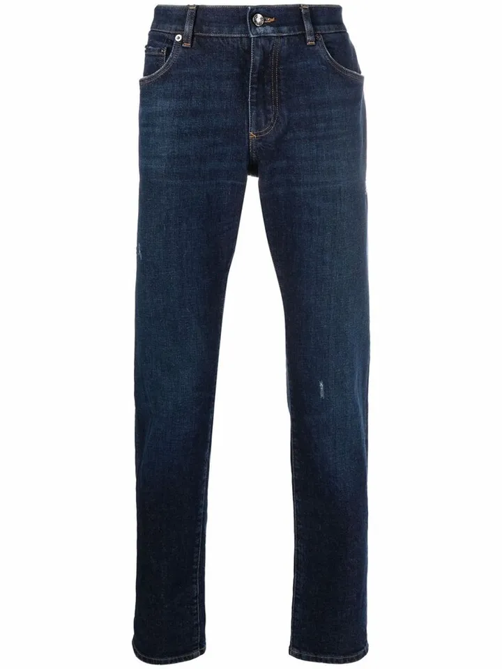 Ripped-Detail Denim Jeans