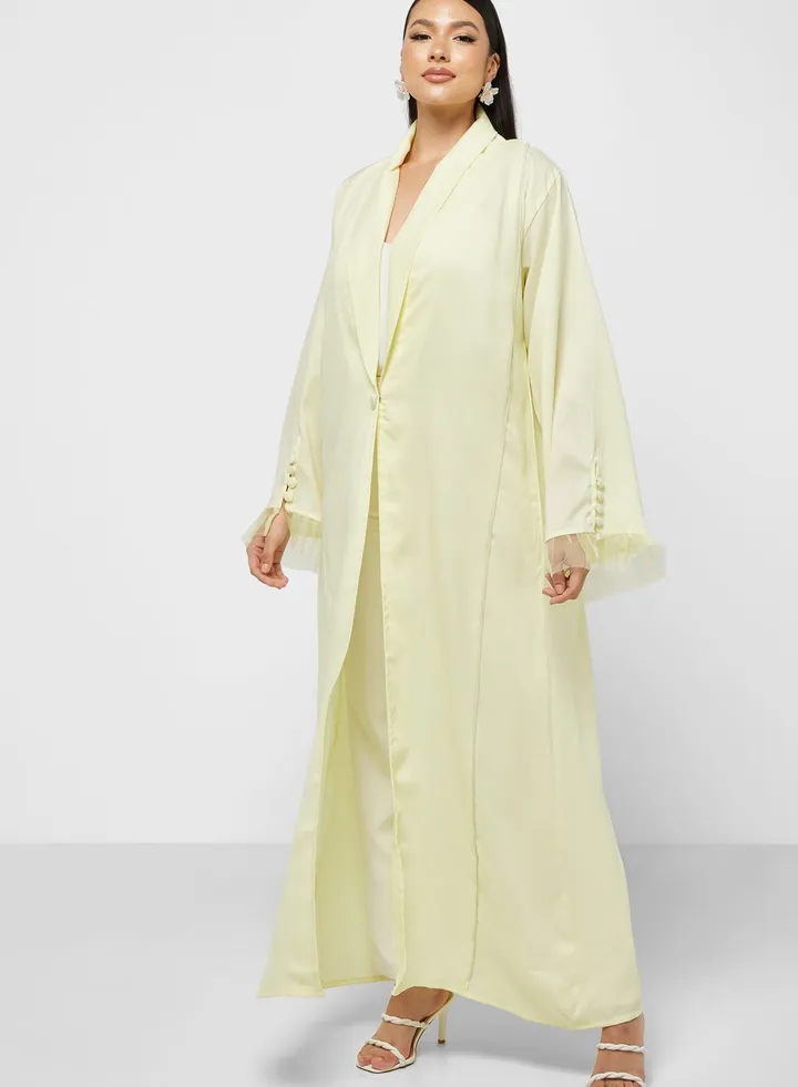 Tulle Sleeve Detail Abaya