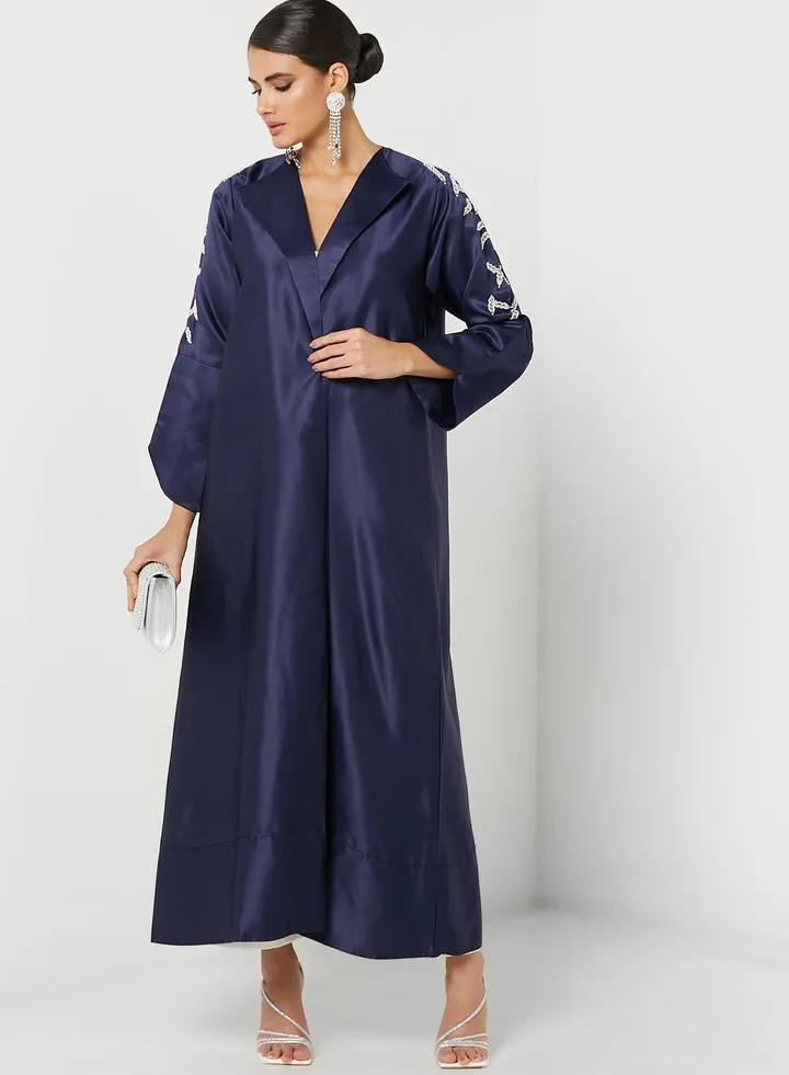 Embellished Coat Collar Detail Abaya