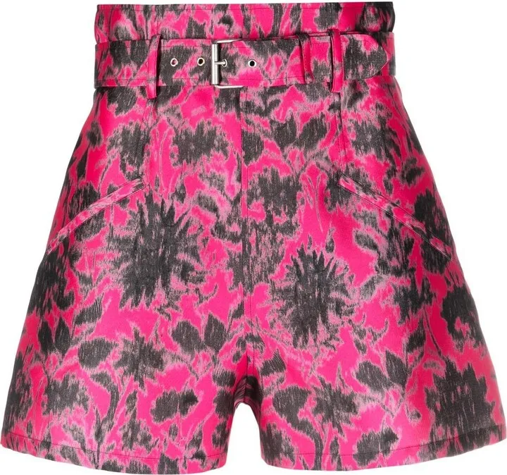 Belted-Waist Jacquard Shorts