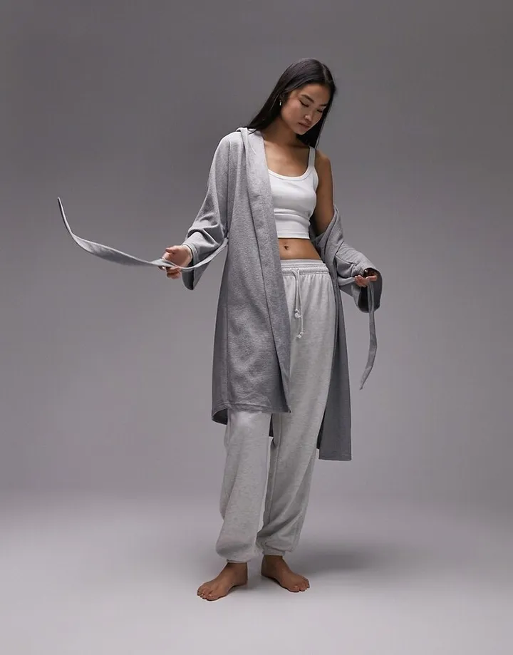 Topshop waffle robe in gray heather