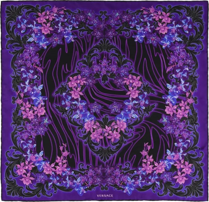 Silk twill orchid print foulard
