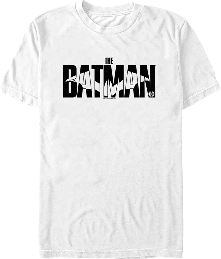 Men's The Batman Black and White Bat Logo T-Shirt - White - Small