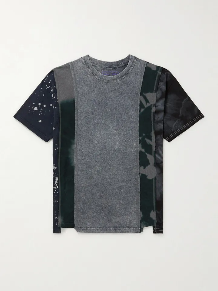Asymmetric Patchwork Tie-Dyed Cotton-Jersey T-Shirt