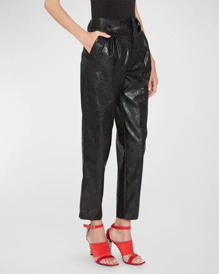 Faux Leather Wide Ankle Trousers
