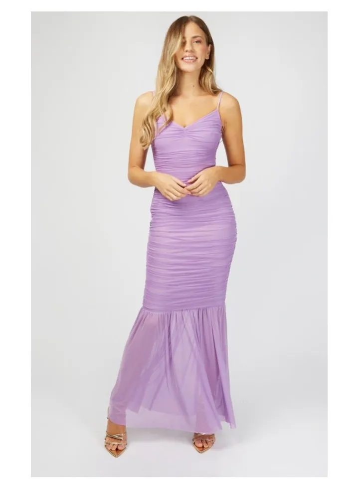 Little Mistress Lilac Ruched Maxi