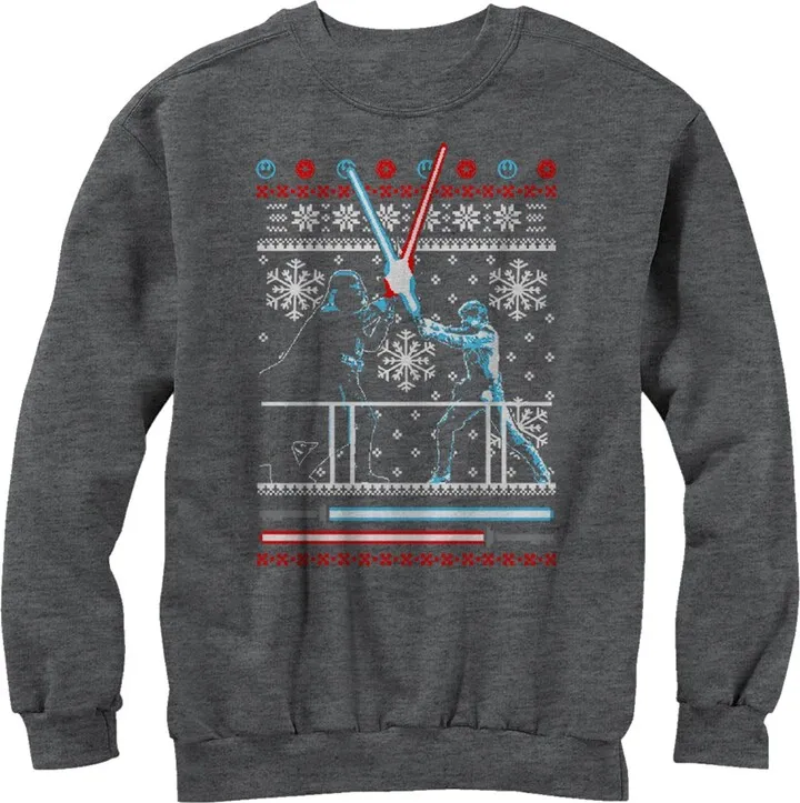Men's Star Wars Ugly Christmas Duel Sweatshirt - Charcoal Heather - Large