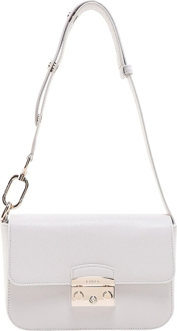 Leather shoulder bag with engraved logo