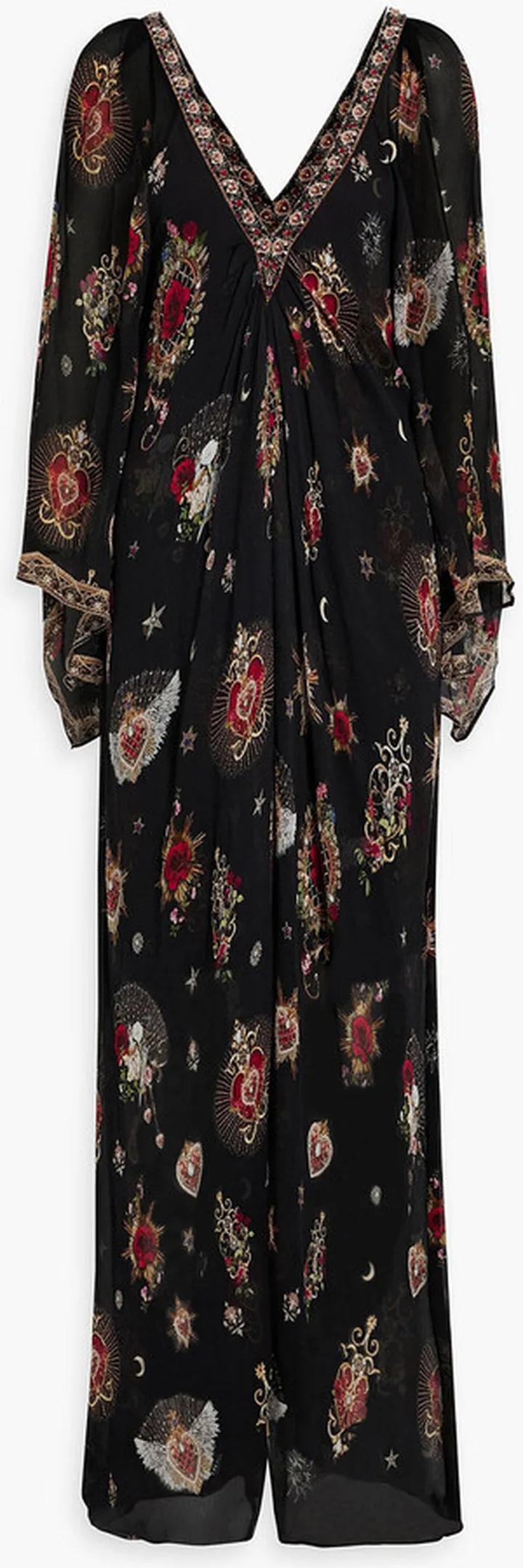 Embellished printed silk-georgette maxi dress