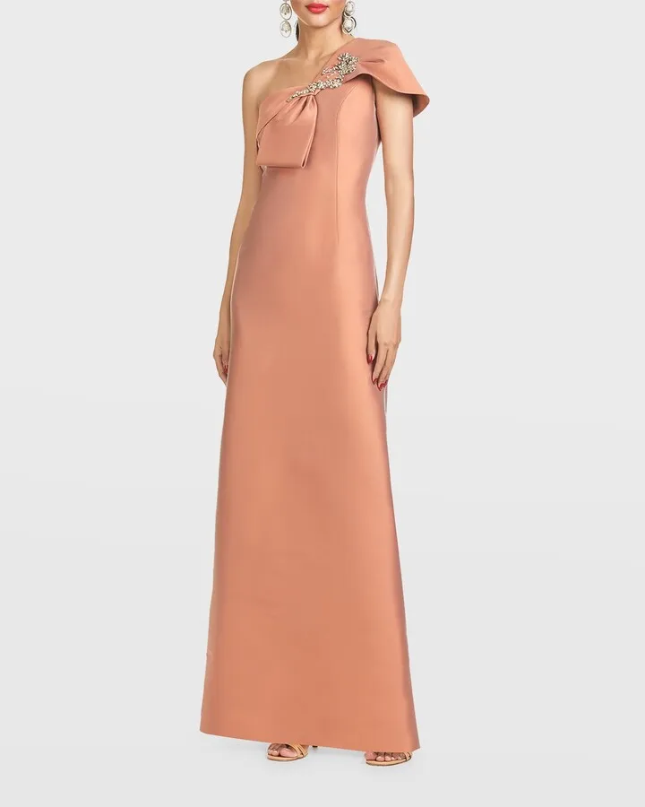 Ines Flower-Embellished Bow Gown