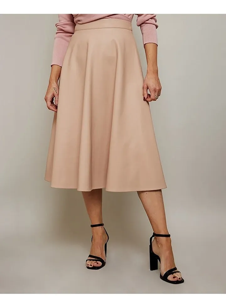 Little Mistress Beige Pu Skirt