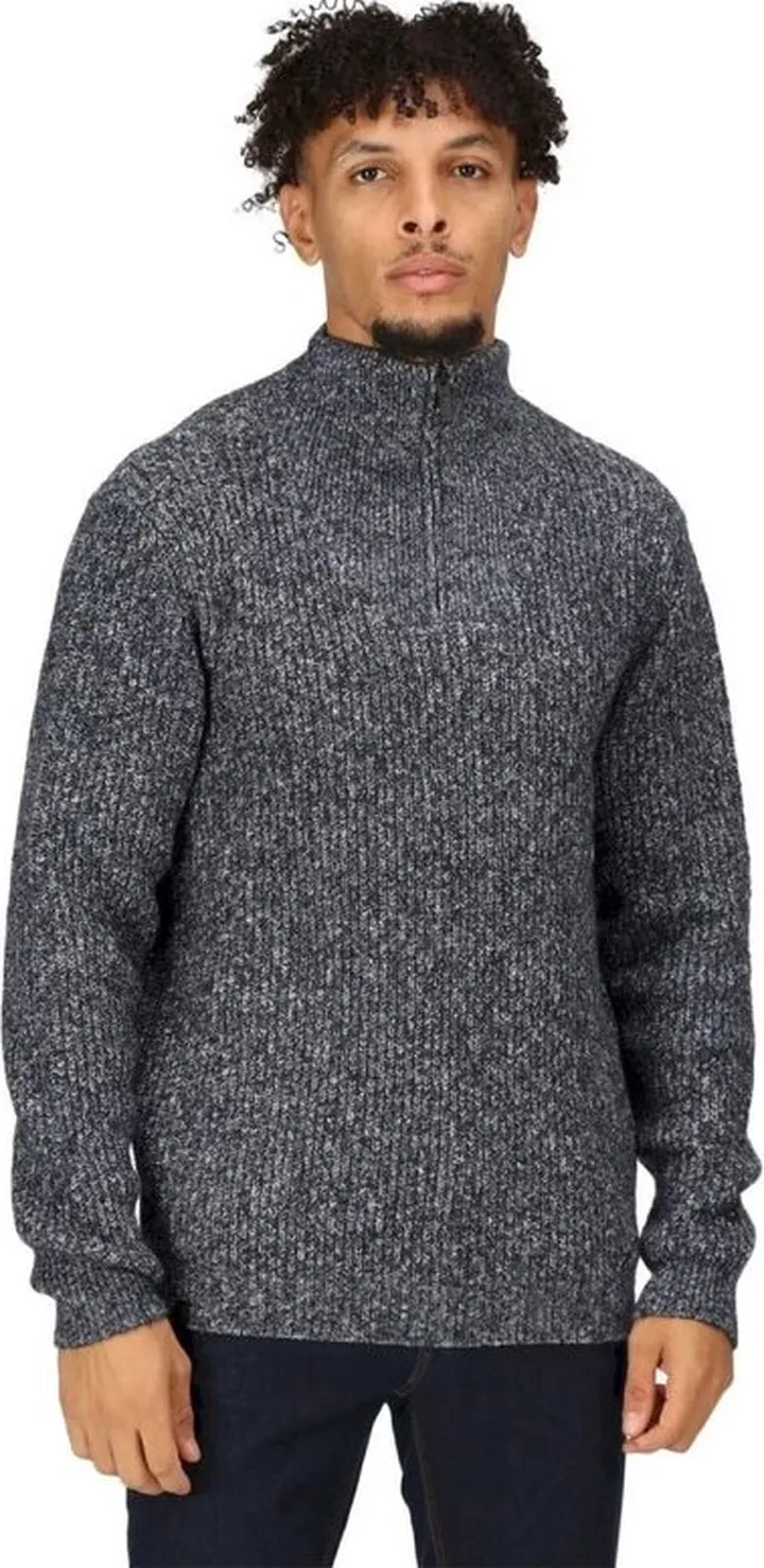 Regatta Mens Kaison Marl Knitted Half Zip Sweater - Blue