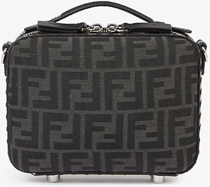 Mens Grey Black FF-monogrammed Jaquard Suitcase