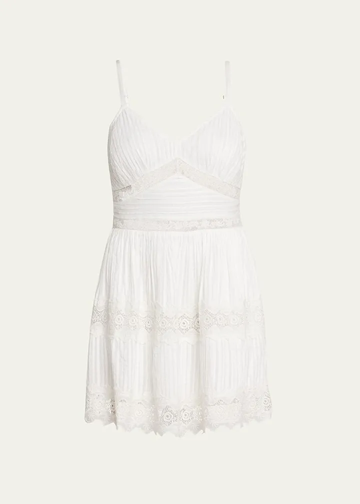 Cinnamon Cotton Dobby Lace Mini Dress