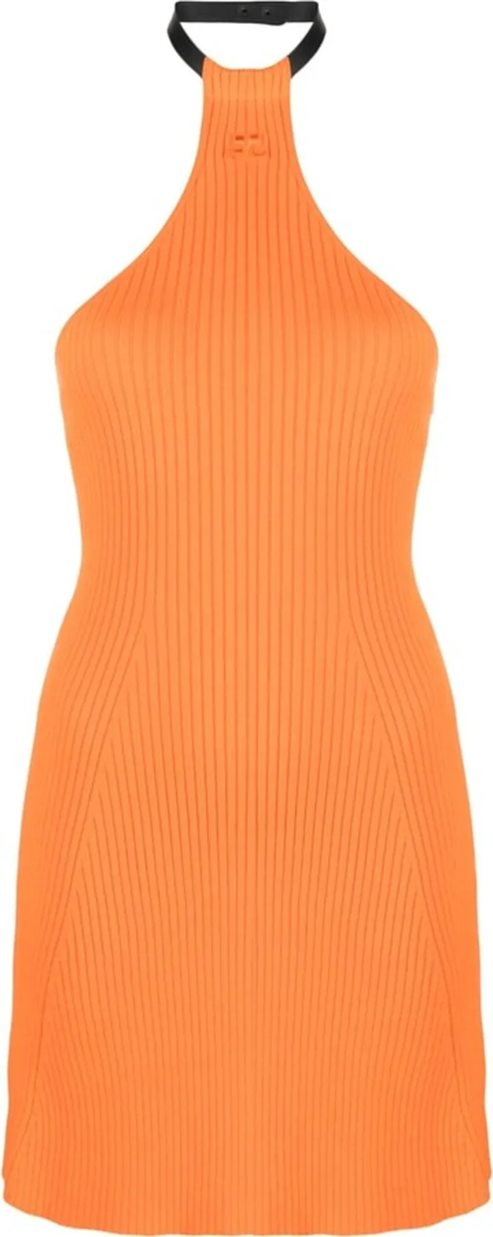 Halterneck Ribbed-Knit Minidress